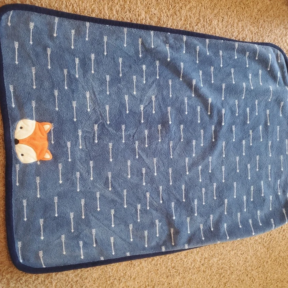 Parents Choice  Navy Blue Orange Fox Arrows Baby Blanket